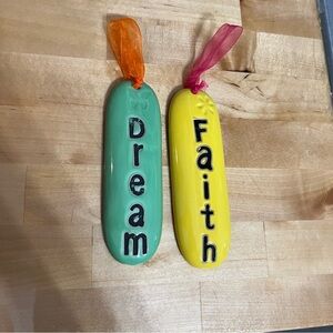 Ceramic Decorative Positive Affirmation Signs/ Ornaments: Dream and Faith 6”